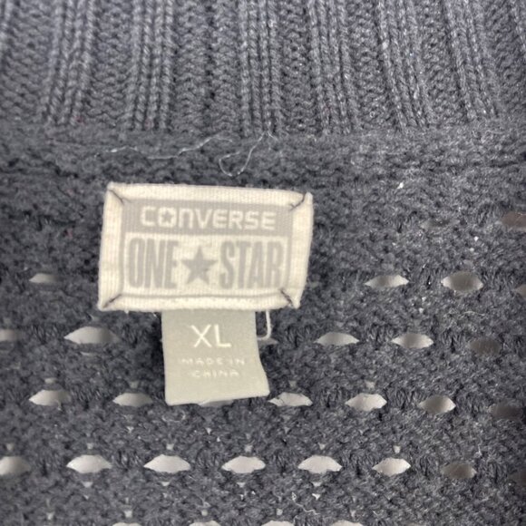 Converse One Star Black Open Knit Waterfall Cardigan Size X Large - Picture 6 of 14